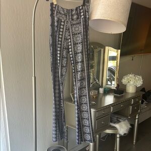 Black and White Patterned Flare Pants